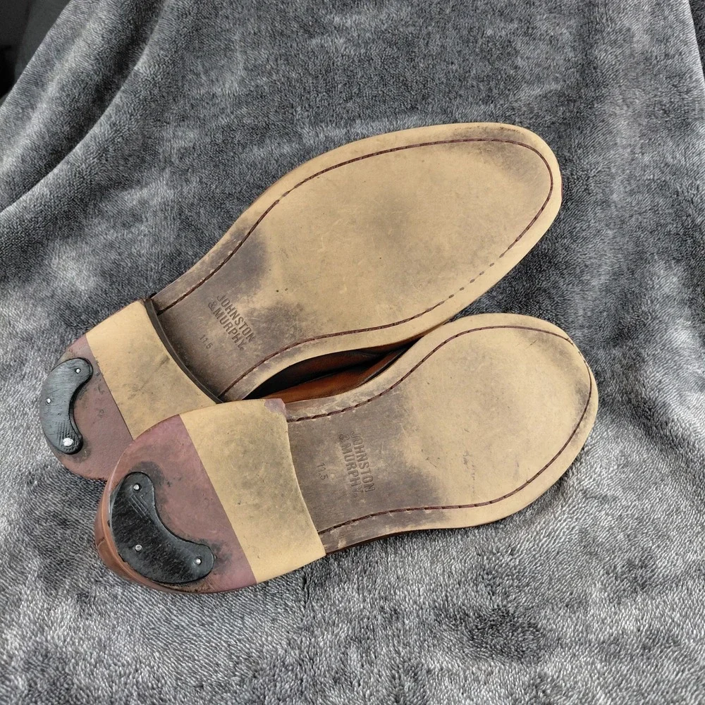 Johnston & Murphy Mens‎ Brown Leather Double Monk Strap Brogue Shoes 11.5M